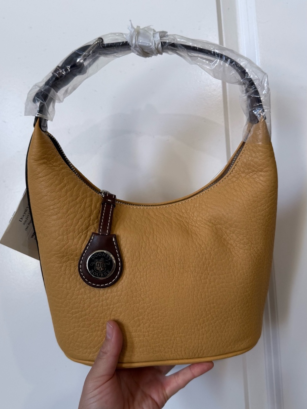 Dooney & Bourke Mustard Yellow Pebbled Leather Shoulder Bag